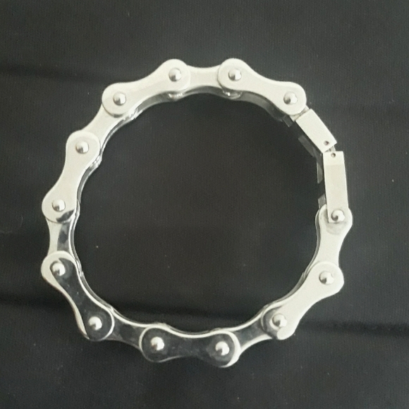 ATC Rhinestone Bike Chain Bracelet 7" + Silver Tone Bangle Bracelets - Picture 7 of 15